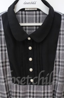 画像2: axes femme / チェックリボンドッキングワンピース  クロ×グレー O-25-10-31-3028-AX-OP-IG-OS