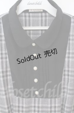 画像2: axes femme / チェックリボンドッキングワンピース  クロ×グレー O-25-10-31-3028-AX-OP-IG-OS