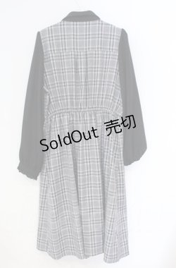 画像3: axes femme / チェックリボンドッキングワンピース  クロ×グレー O-25-10-31-3028-AX-OP-IG-OS