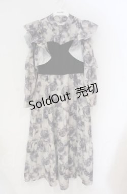 画像1: axes femme / グラデーションローズ柄ワンピース  クロ O-25-10-31-3032-AX-OP-IG-OS