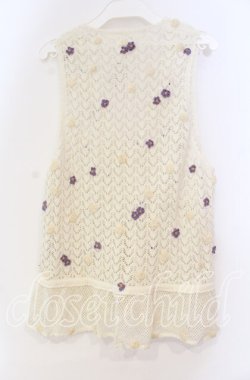 画像3: PINK HOUSE / フラワーモチーフ鍵編みベスト  オフシロ O-25-10-31-013-LO-TO-IG-OS