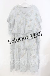 PINK HOUSE / ブーケケープ風段々ワンピース【お直しあり】  サックス O-25-10-31-016-LO-OP-IG-OS