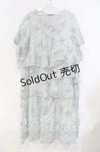 PINK HOUSE / ブーケケープ風段々ワンピース【お直しあり】  サックス O-25-10-31-016-LO-OP-IG-OS