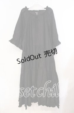 画像1: PINK HOUSE / ロゴ刺繍ピコフリルティアードワンピース【お直しあり】  クロ O-25-10-31-017-LO-OP-IG-ZT207