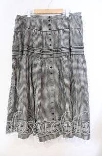 KANEKO ISAO / ギンガムロングスカート【お直しあり】  クロ O-25-10-31-019-EL-SK-IG-ZT333