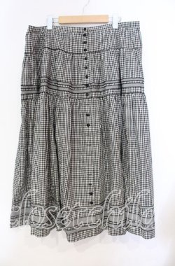 画像1: KANEKO ISAO / ギンガムロングスカート【お直しあり】  クロ O-25-10-31-019-EL-SK-IG-OS