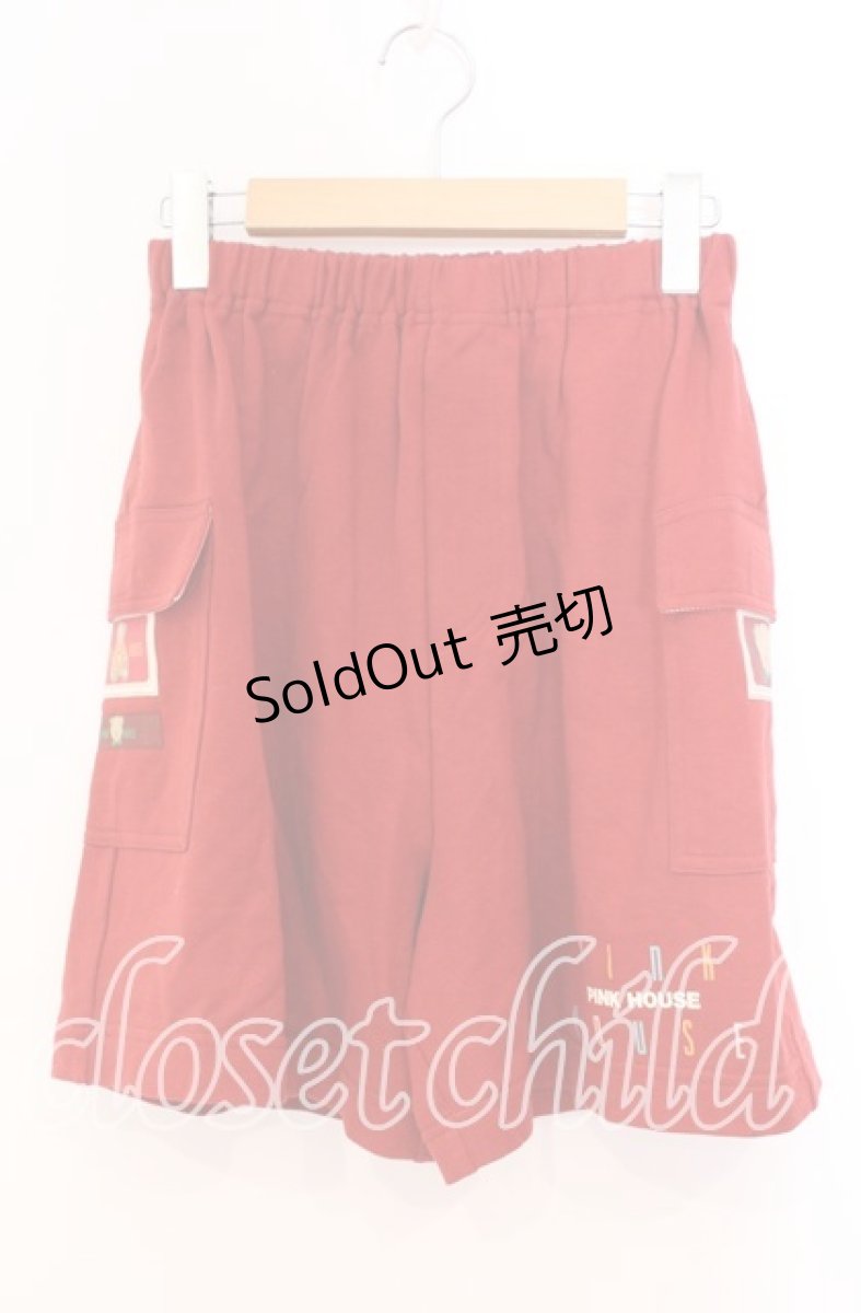 画像1: 【SALE】PINK HOUSE / パッチスウェットショートパンツ  アカ O-25-10-31-020-LO-PA-IG-ZT333 (1)