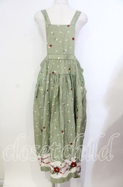 画像1: WONDERFUL WORLD / マーガレット柄エプロン【お直しあり】  グリーン O-25-10-31-026-LO-OP-IG-OS