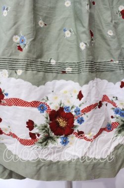 画像2: WONDERFUL WORLD / マーガレット柄エプロン【お直しあり】  グリーン O-25-10-31-026-LO-OP-IG-OS