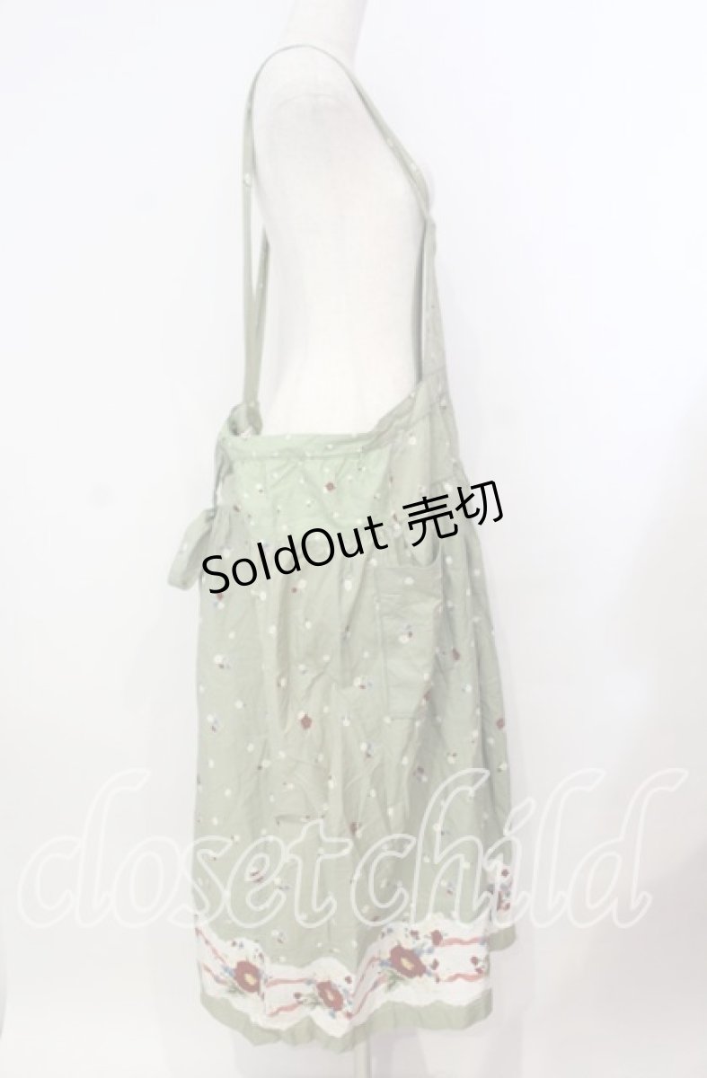 画像3: 【SALE】WONDERFUL WORLD / マーガレット柄エプロン【お直しあり】  グリーン O-25-10-31-026-LO-OP-IG-ZT086 (3)