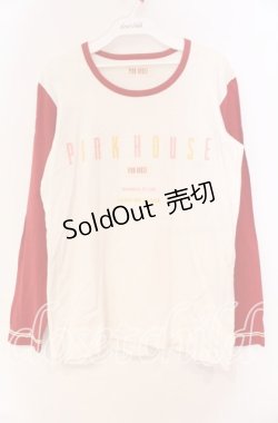 画像1: PINK HOUSE / プリントラグランカットソー  ホワイト×アカ O-25-10-31-027-LO-TO-IG-ZT070