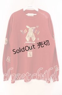 PINK HOUSE / ラビットプリントカットソー L アカ O-25-10-31-029-LO-TO-IG-OS