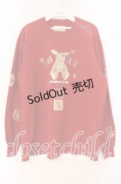 画像1: PINK HOUSE / ラビットプリントカットソー L アカ O-25-10-31-029-LO-TO-IG-OS