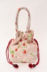画像3: 【SALE】PINK HOUSE / リボン付き巾着  いちご柄ピンク O-25-11-03-004-LO-BG-IG-ZT273 (3)