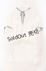 Bobon21 / ジャガード切り替えパフスリブラウス L シロ O-25-11-03-028-EL-BL-OW-OS