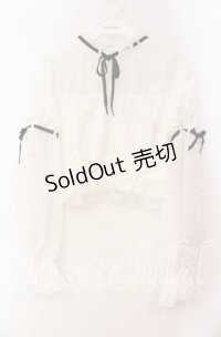 Bobon21 / ジャガード切り替えパフスリブラウス L シロ O-25-11-03-028-EL-BL-OW-OS