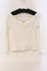 MA*RS / ビジュー配色テレコトップス  シロ O-25-11-03-030-EL-TO-OW-ZT250