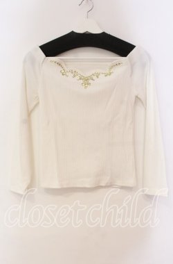 画像1: MA*RS / ビジュー配色テレコトップス  シロ O-25-11-03-030-EL-TO-OW-OS