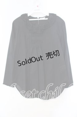 画像1: 【SALE】PINK HOUSE / フリル襟カットソー  クロ O-25-11-03-038-LO-TO-IG-ZT333