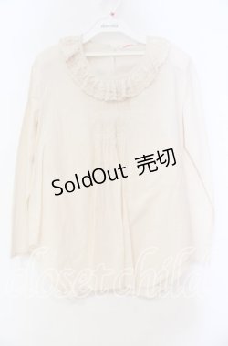 画像1: PINK HOUSE / フリル襟カットソー  アイボリー O-25-11-03-039-LO-TO-IG-OS