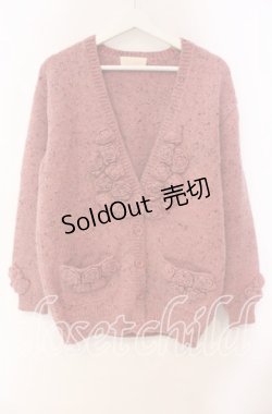 画像1: PINK HOUSE / ローズモチーフネップニットカーディガン  ピンク O-25-11-03-040-LO-TO-IG-OS