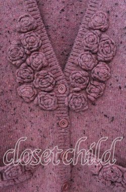 画像2: PINK HOUSE / ローズモチーフネップニットカーディガン  ピンク O-25-11-03-040-LO-TO-IG-OS