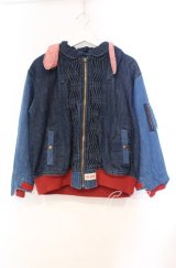 PINK HOUSE / デニムパッチワークブルゾン  インディゴ×アカ O-25-11-03-045-LO-JA-IG-ZI