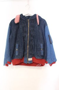 PINK HOUSE / デニムパッチワークブルゾン  インディゴ×アカ O-25-11-03-045-LO-JA-IG-ZI