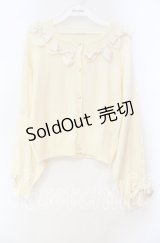 axes femme / サテンリボンニットカーディガン  アイボリー O-25-11-03-049-AX-TO-IG-OS