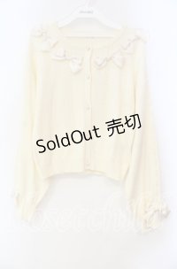 axes femme / サテンリボンニットカーディガン  アイボリー O-25-11-03-049-AX-TO-IG-OS