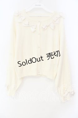 画像1: axes femme / サテンリボンニットカーディガン  アイボリー O-25-11-03-049-AX-TO-IG-OS