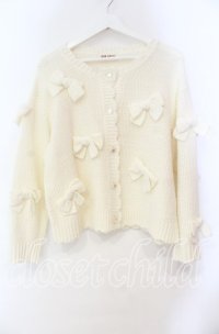 PINK HOUSE / リボンモチーフ使いニットカーディガン  アイボリー O-25-11-03-051-LO-TO-IG-OS
