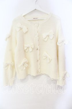 画像1: PINK HOUSE / リボンモチーフ使いニットカーディガン  アイボリー O-25-11-03-051-LO-TO-IG-OS