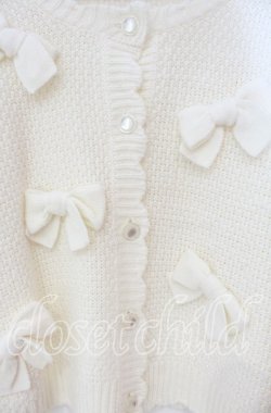 画像2: PINK HOUSE / リボンモチーフ使いニットカーディガン  アイボリー O-25-11-03-051-LO-TO-IG-OS