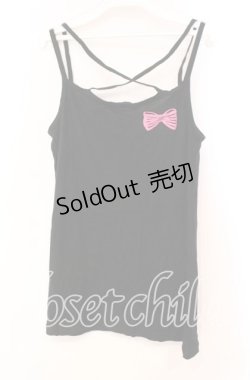 画像2: ALGONQUINS / うさぎプリントクロスキャミソール  ブラック×ピンク O-25-11-03-055-AL-TO-IG-OS