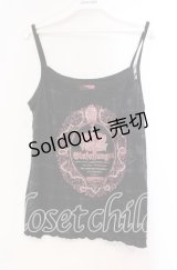 H jelly / カメオプリントキャミソール  ブラック×ピンク O-25-11-03-056-HN-TO-IG-OS