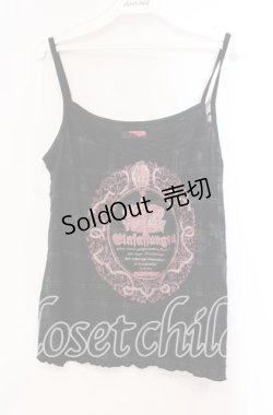 画像1: H jelly / カメオプリントキャミソール  ブラック×ピンク O-25-11-03-056-HN-TO-IG-OS