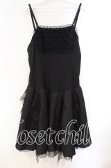 Qutie Frash / 胸フリルキャミソールワンピース  ブラック O-25-11-03-058-QU-OP-IG-OS
