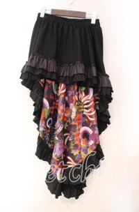 Qutie Frash / 後ろロングスカート  ブラック 目玉柄 O-25-11-03-063-QU-SK-IG-OS