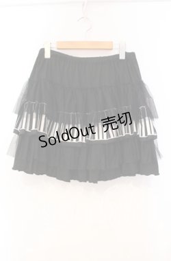 画像1: ACDC RAG / ピアノ柄ミニスカート  ブラック×ホワイト O-25-11-03-064-PU-SK-IG-OS