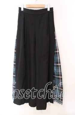 画像1: axes femme / チェック切替ワイドパンツ L ブラック O-25-11-03-067-AX-PA-IG-OS