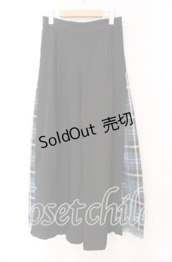 画像1: axes femme / チェック切替ワイドパンツ L ブラック O-25-11-03-067-AX-PA-IG-OS