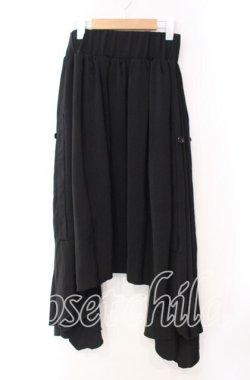 画像1: LISTEN FLAVOR / コウモリヘムライン変形マキシスカート  ブラック O-25-11-03-069-PU-SK-IG-OS