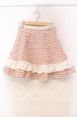 画像1: DearMyLove / ハートビジューフリルツイードスカート S アカ O-25-11-03-074-EL-SK-OW-OS