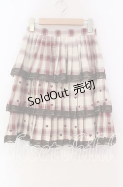 画像1: mille fille close by LODISPOTTO / ショコラハートチェックスカート S ベージュ×アカ O-25-11-03-080-LO-SK-OW-OS