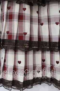 画像2: mille fille close by LODISPOTTO / ショコラハートチェックスカート S ベージュ×アカ O-25-11-03-080-LO-SK-OW-OS