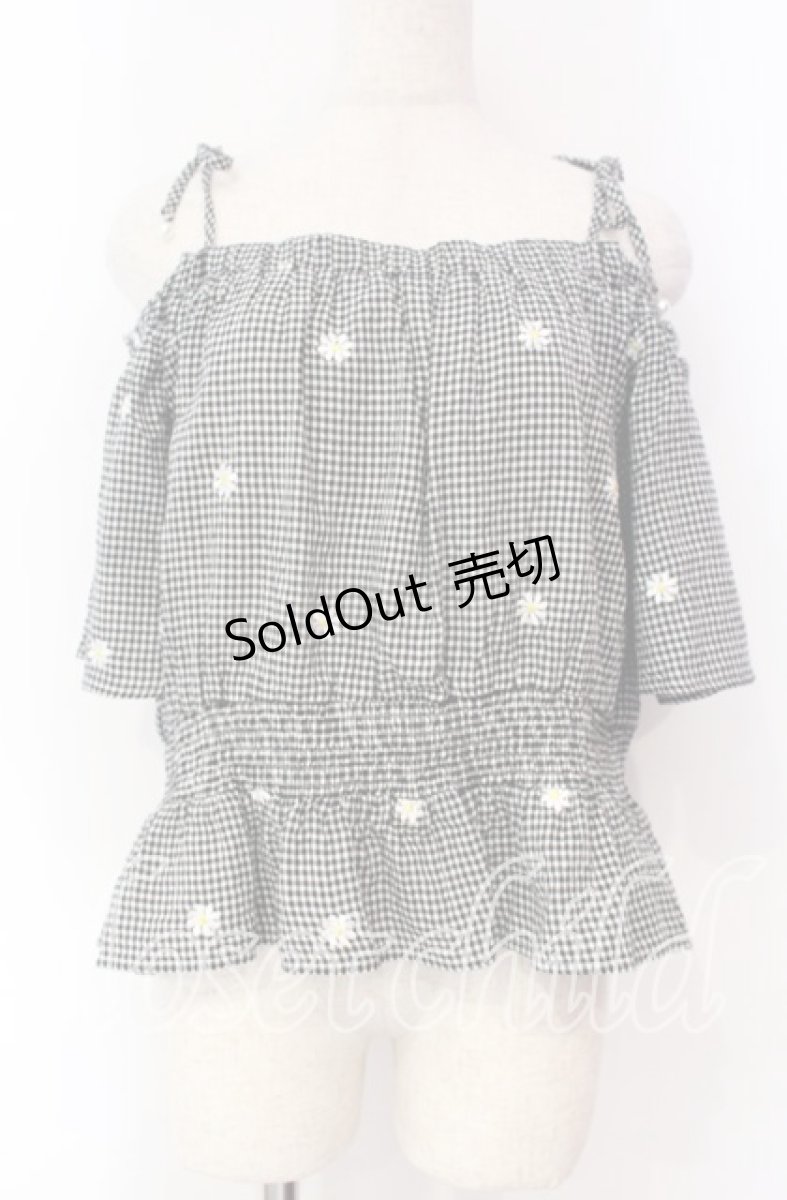 画像1: 【SALE】LODISPOTTO / フラワー刺繍オフショルトップス M クロ O-25-11-03-081-LO-TO-OW-ZT180 (1)