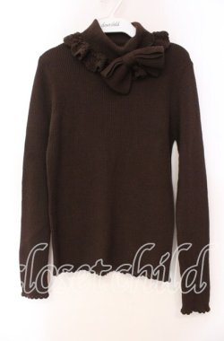 画像1: BABY,THE STARS SHINE BRIGHT / 大きなリボンのタートルネックプルオーバー  ブラウン O-25-11-03-082-BA-TO-OW-OS