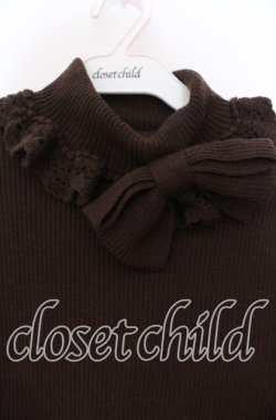 画像2: BABY,THE STARS SHINE BRIGHT / 大きなリボンのタートルネックプルオーバー  ブラウン O-25-11-03-082-BA-TO-OW-OS