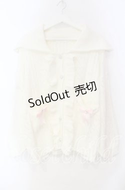 画像1: DearMyLove / セーラ襟フリルカーディガン M〜L シロ O-25-11-03-085-EL-TO-OW-OS